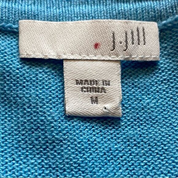 J. Jill Robin Egg Blue Linen Blend 3/4 Sleeve Cardigan Sweater Size Medium - Picture 3 of 12